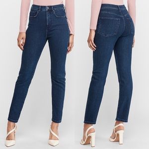 Super High Waisted Dark Wash Slim Ankle Jeans